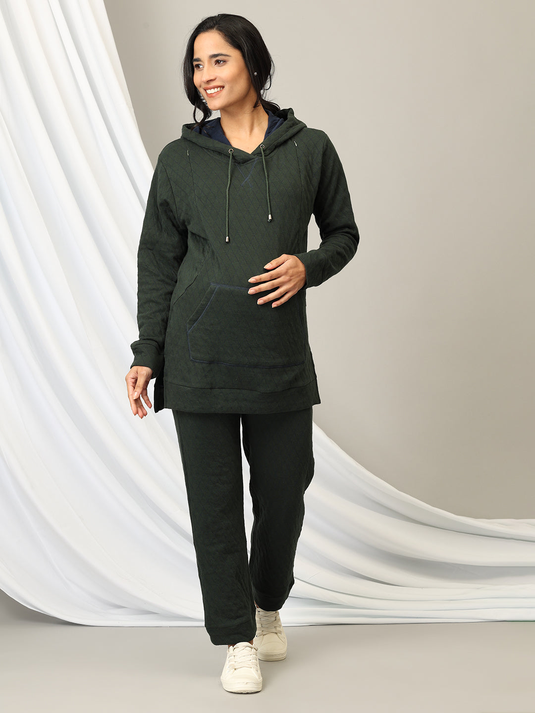 Moss Boss Maternity And Nursing Hoodie Pajama Loungewear Set