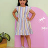 Multi Color Striped Girls Dress with Bow