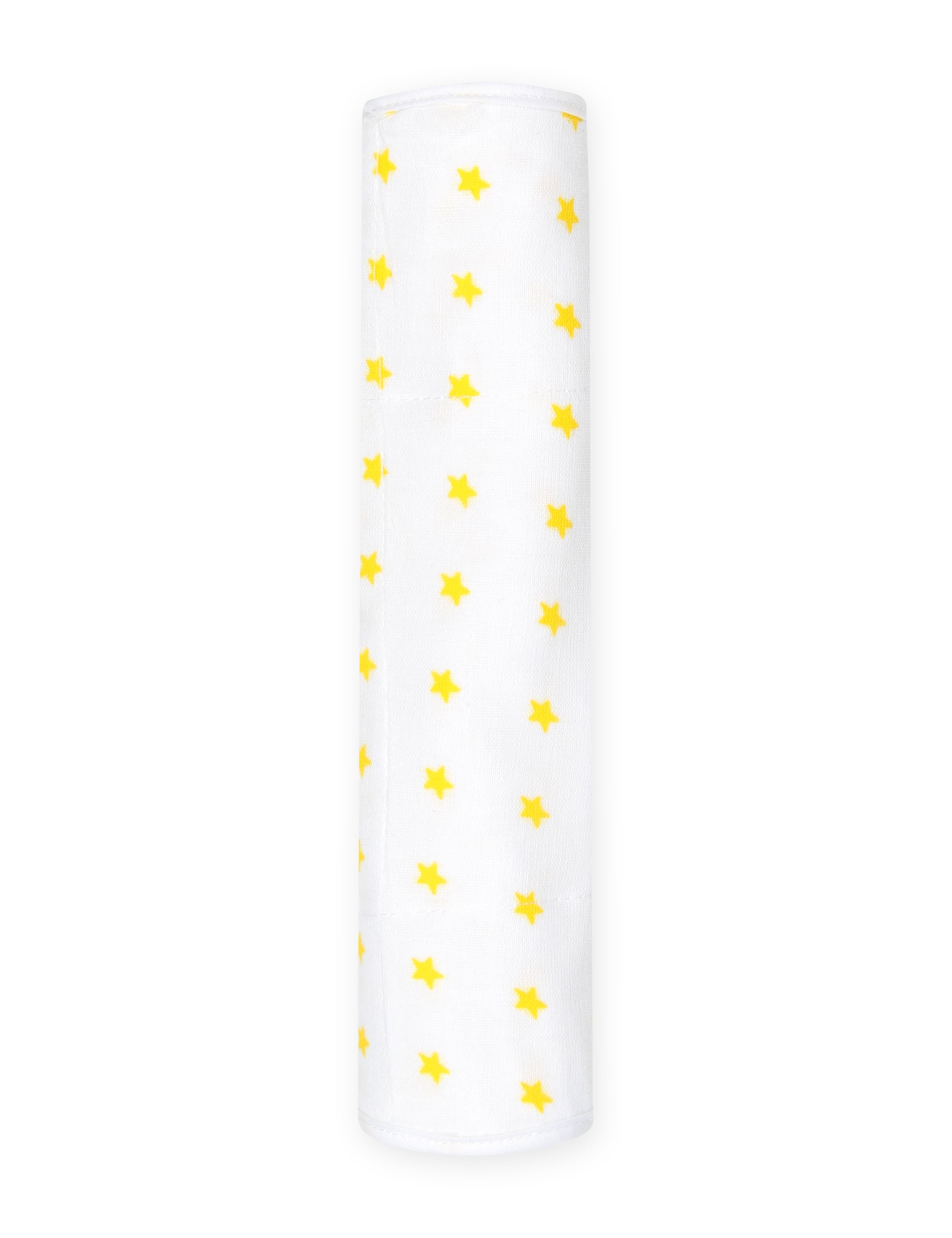 Muslin Burp Cloth Combo Of 2- Option 16: Yellow Star-Moon And Stars