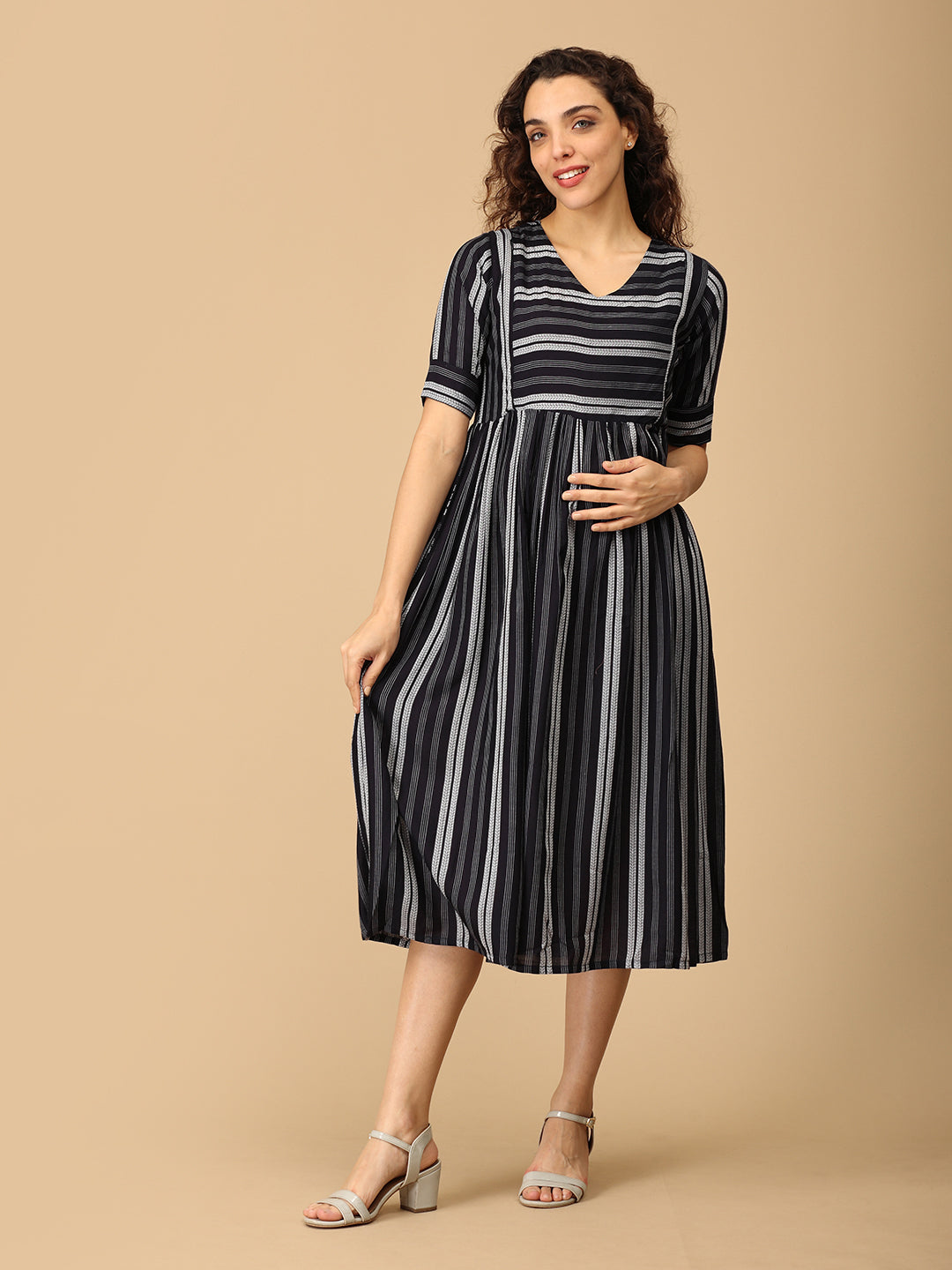 Navy Notions Maternity and Nursing Dress