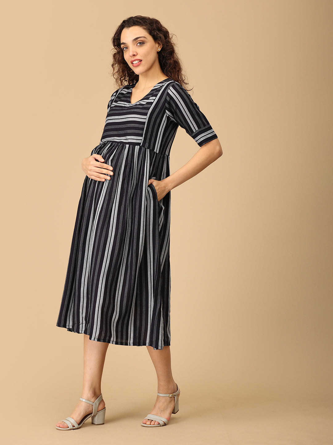 Navy Notions Maternity and Nursing Dress