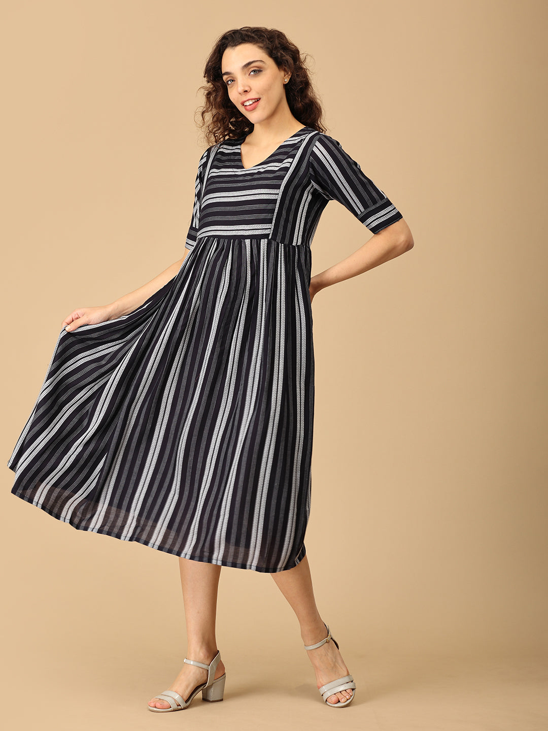 Navy Notions Maternity and Nursing Dress