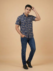 Navy Snap Squad Print Mens Shirt