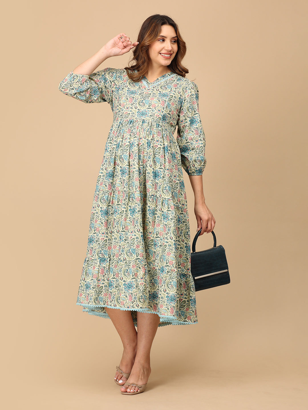 Neelanjana Maternity and Nursing Maxi Tier Dress