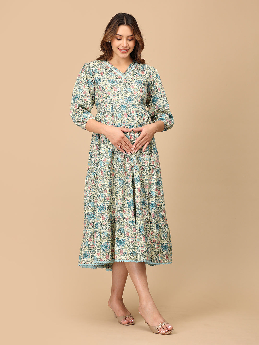 Neelanjana Maternity and Nursing Maxi Tier Dress