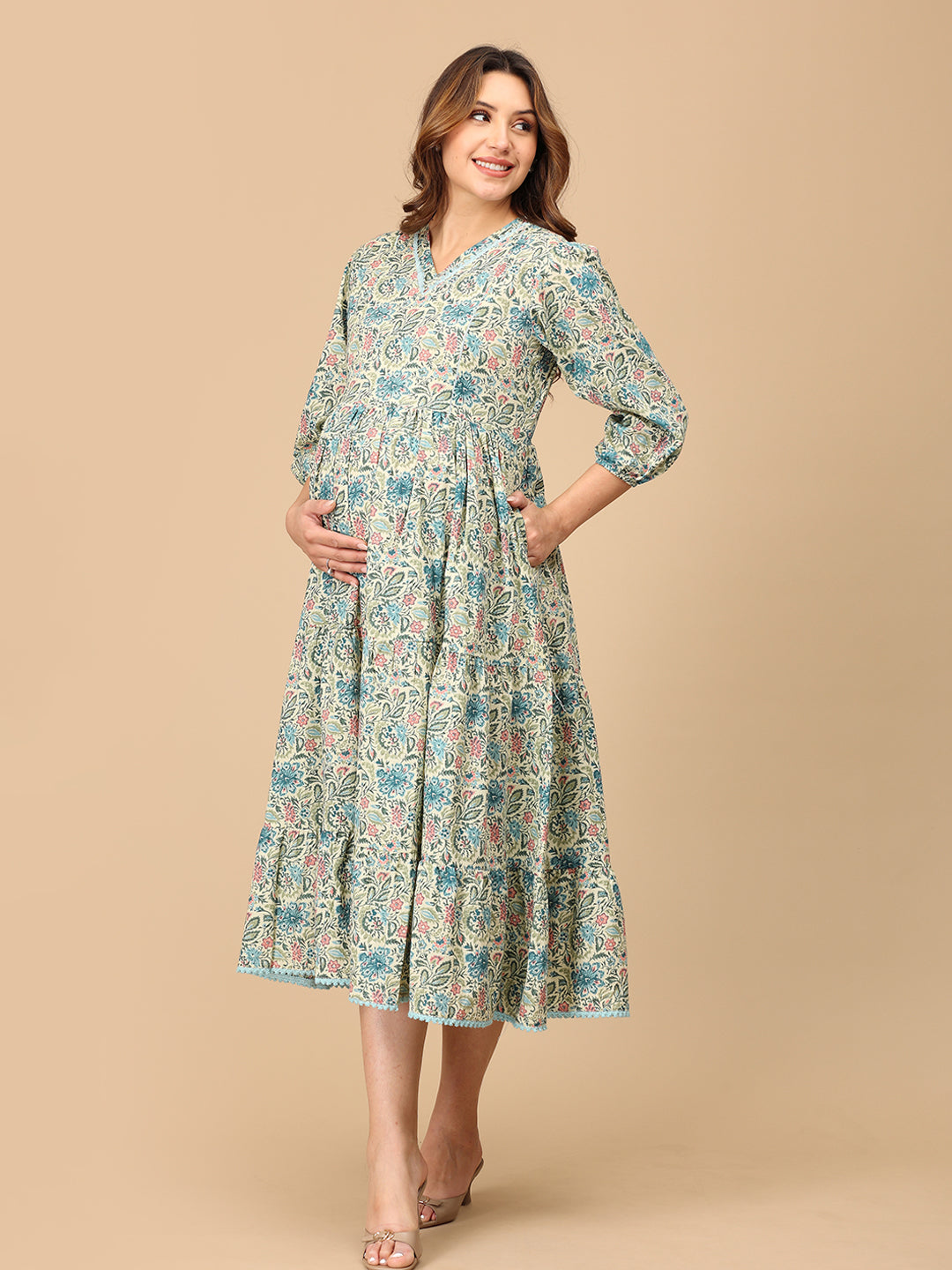 Neelanjana Maternity and Nursing Maxi Tier Dress