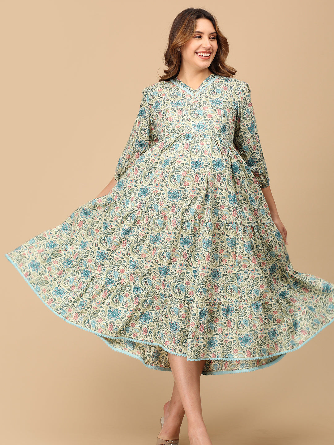 Neelanjana Maternity and Nursing Maxi Tier Dress