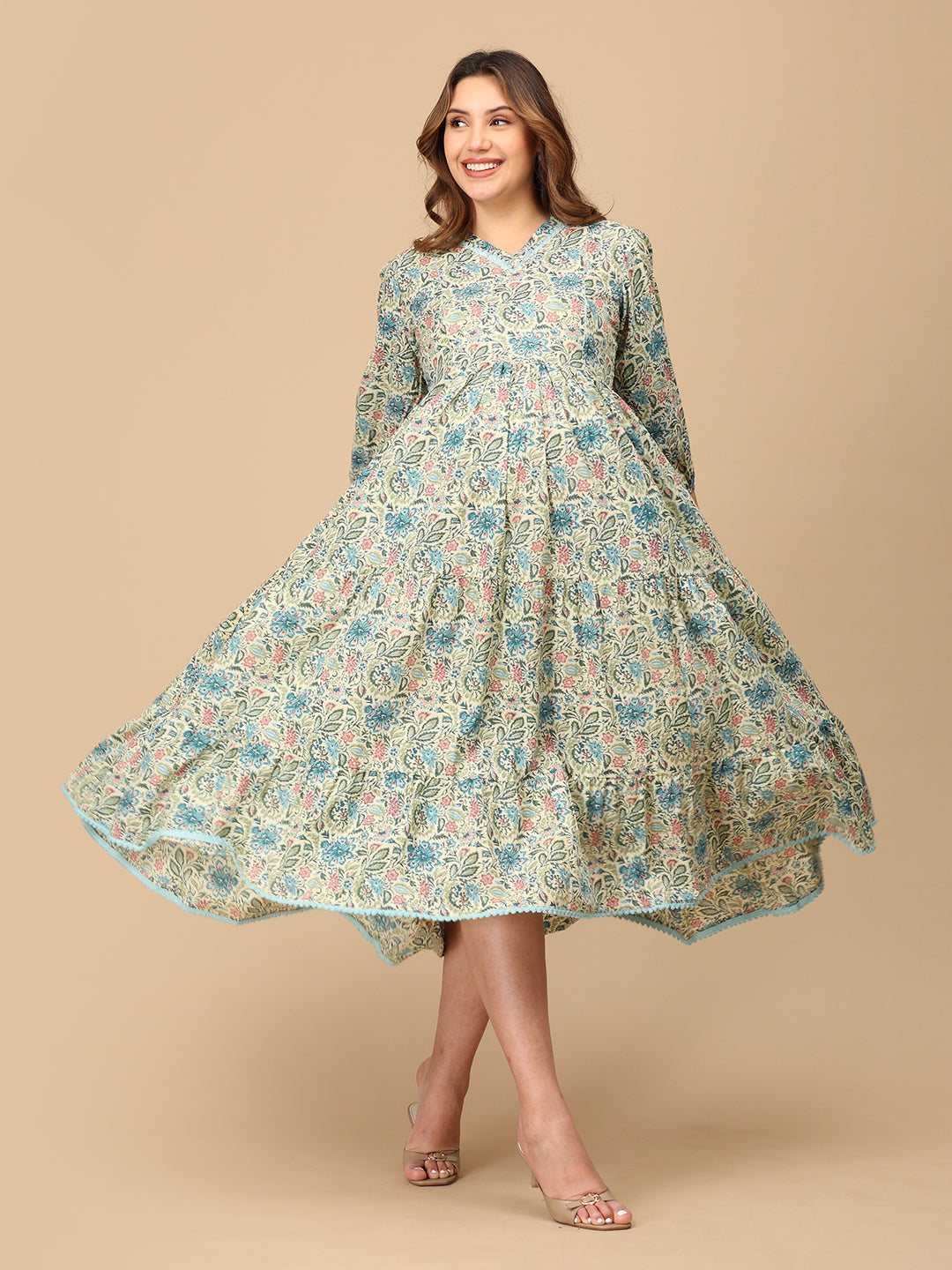 Neelanjana Maternity and Nursing Maxi Tier Dress