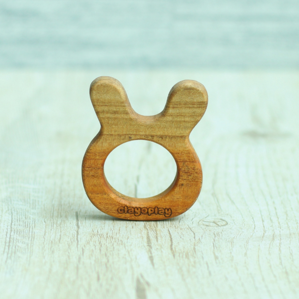 Earthytweens Neem Wood Teethers Set Of 4 (Bird+Bunny+Cloud+Star)