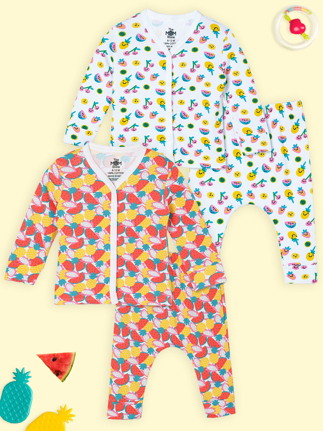 Newborn and Infant Pajama Set Combo of 2: Berry Bites-Fruitilicious