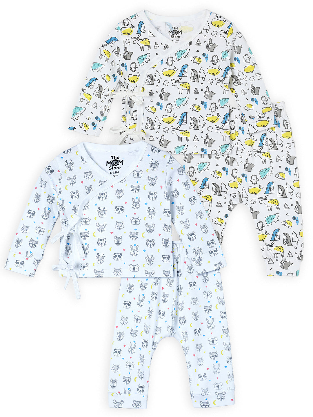 Newborn and Infant Pajama Set Combo of 2: Sleep Munchkins-Animal Party