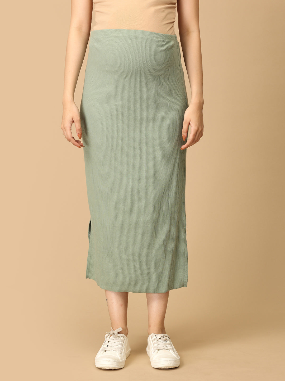 Olive the Trend Ribbed Maternity and Nursing Co Ord Skirt Set