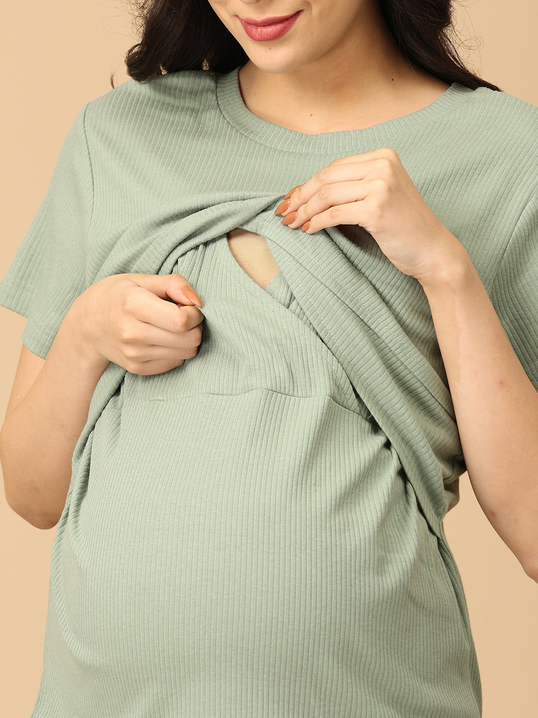Olive the Trend Ribbed Maternity and Nursing Co Ord Skirt Set