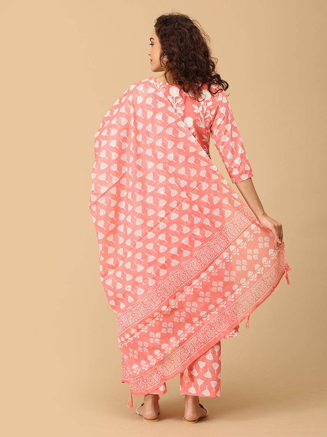 Peach Parchhai Maternity and Nursing Kurta Set With Dupatta