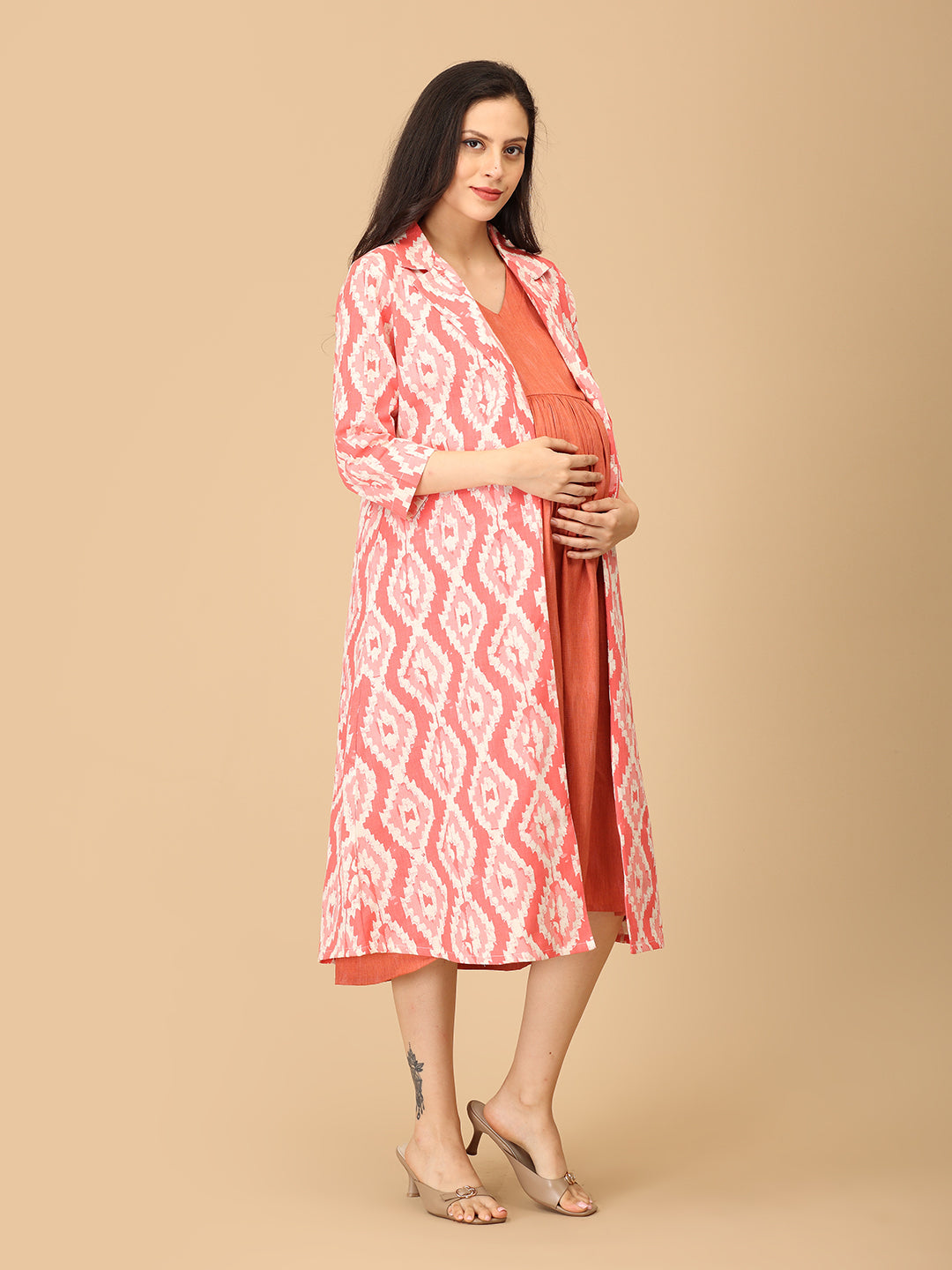 Peach Please Maternity and Nursing Shacket Dress
