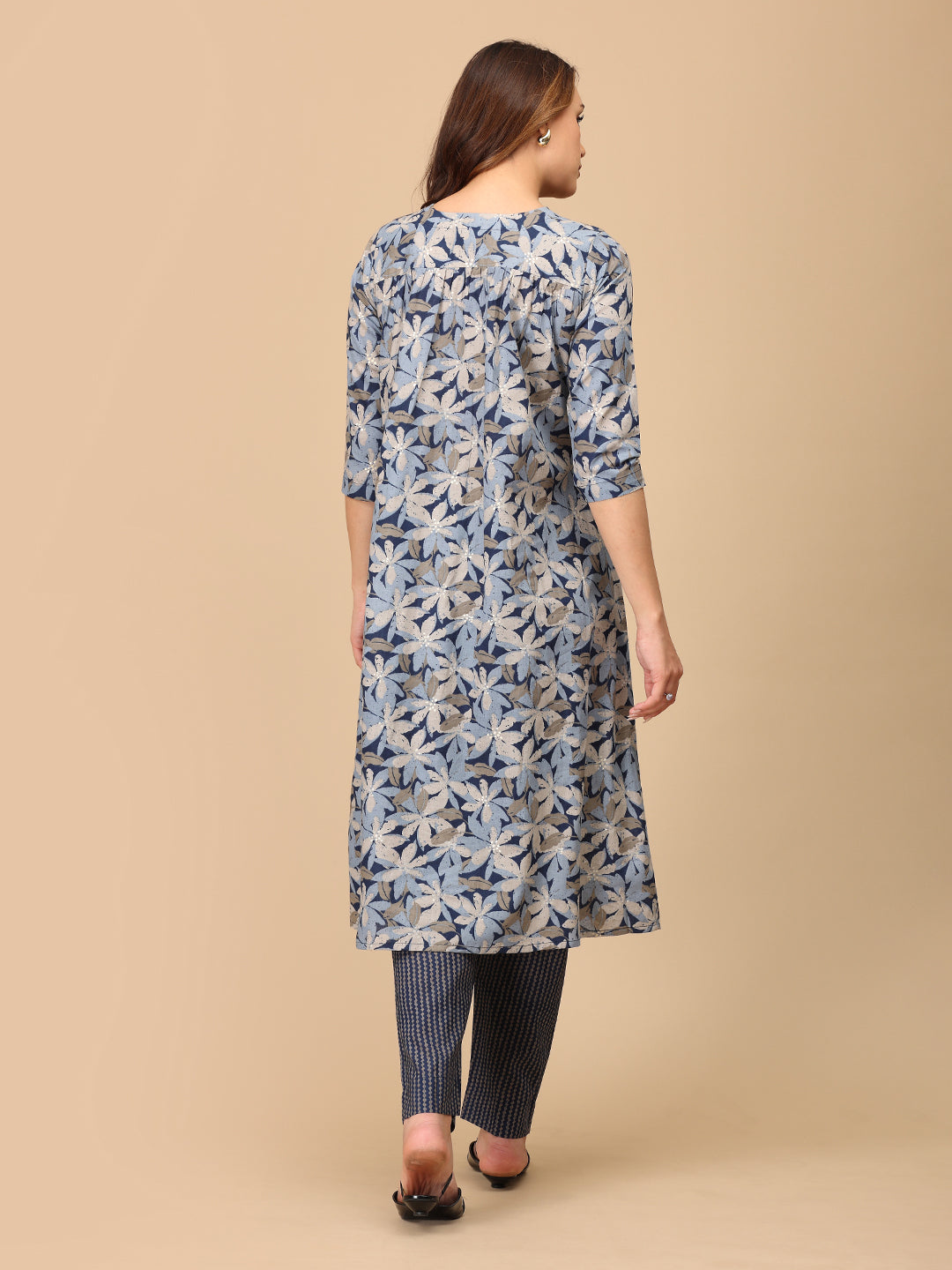 Phool On Navy Maternity and Nursing Kurta Set With Dupatta