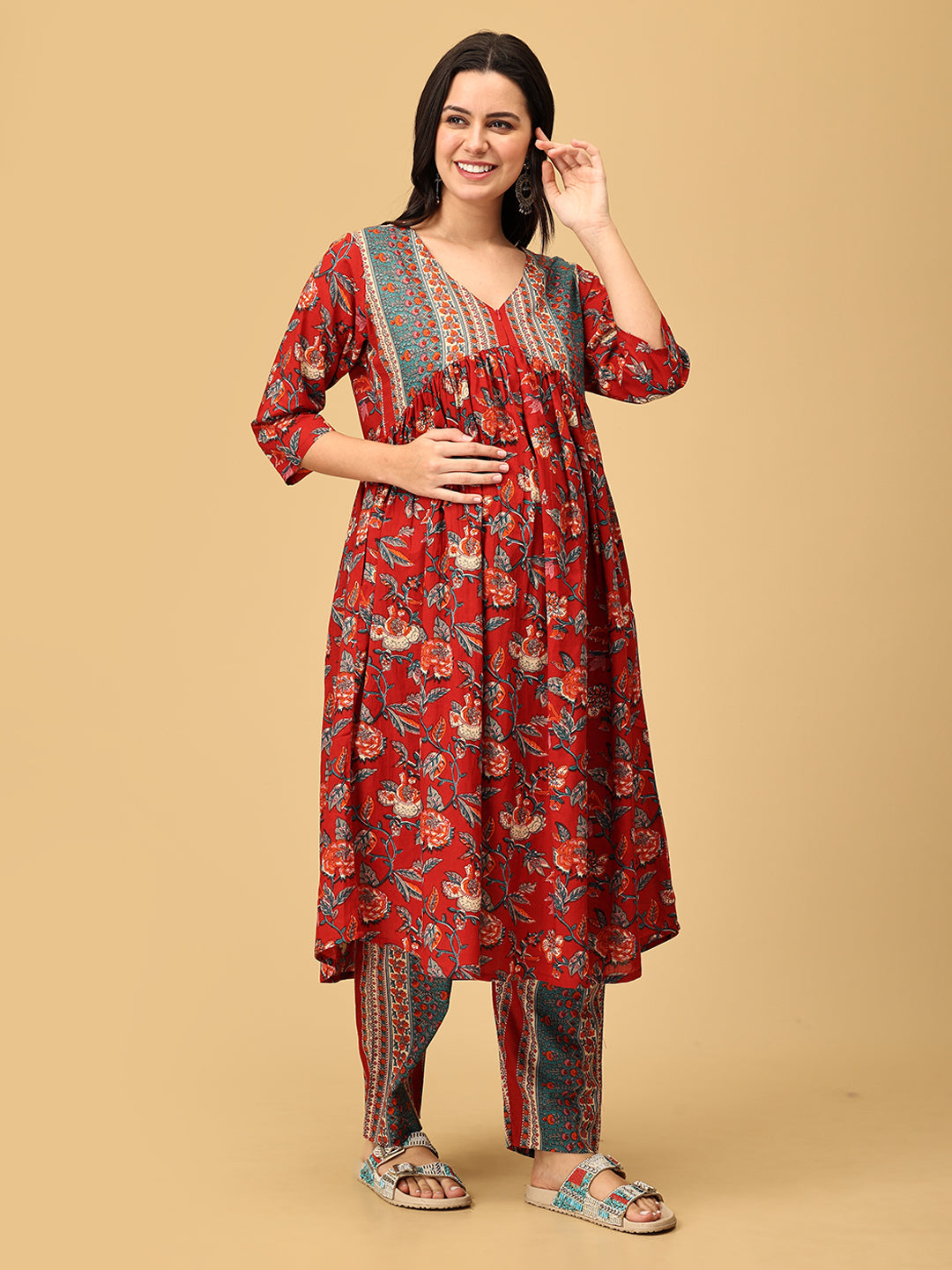 Phoolon Ki Bahaar Maternity and Nursing Kurta Set With Dupatta