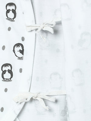 Close up Picture of a side tie of jabla style romper from the mom store