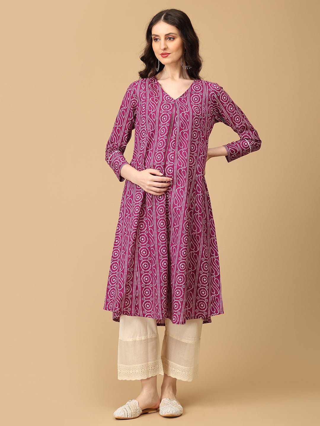 Plum Poise Maternity and Nursing Anarkali Set