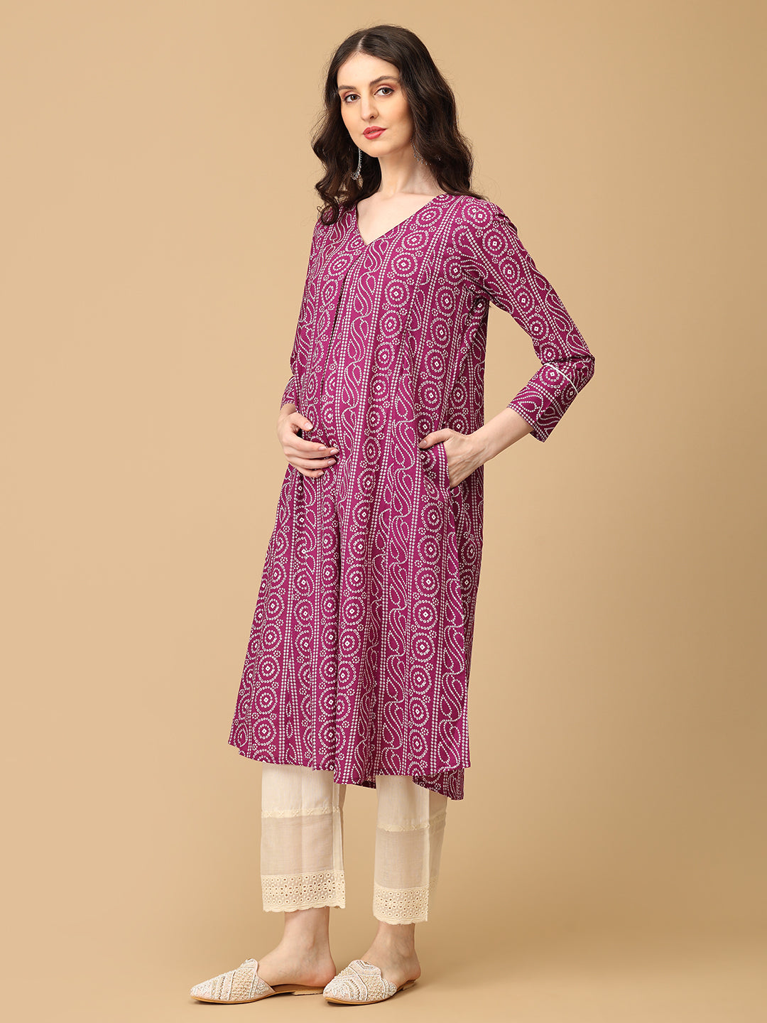 Plum Poise Maternity and Nursing Anarkali Set