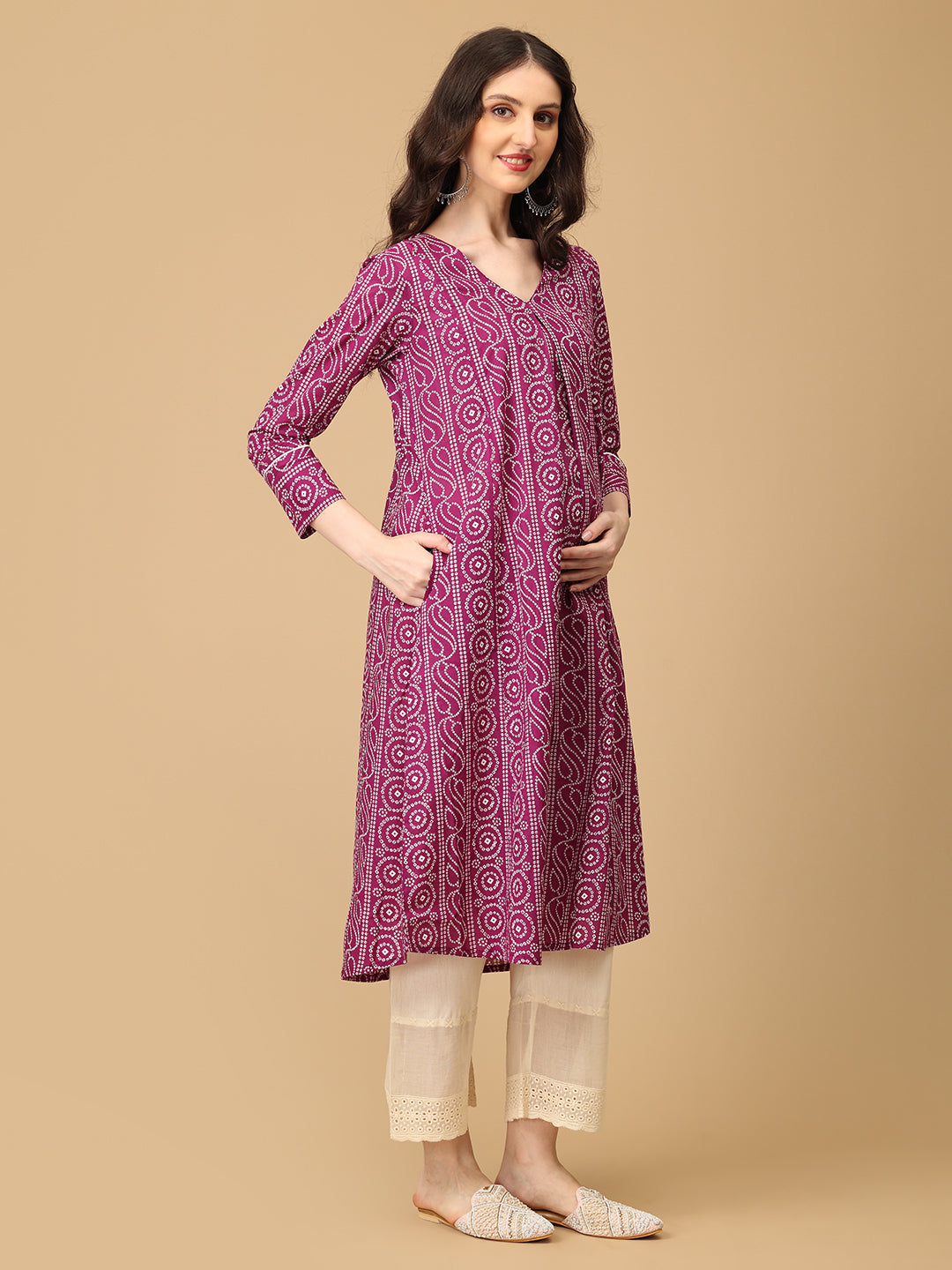 Plum Poise Maternity and Nursing Anarkali Set