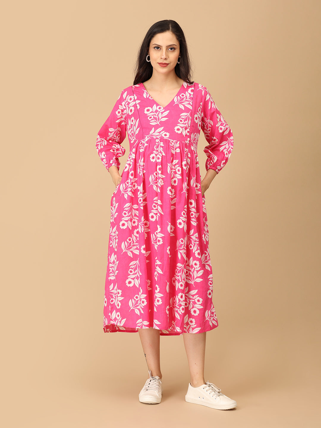 Pop Pink Parade Maternity and Nursing Dress