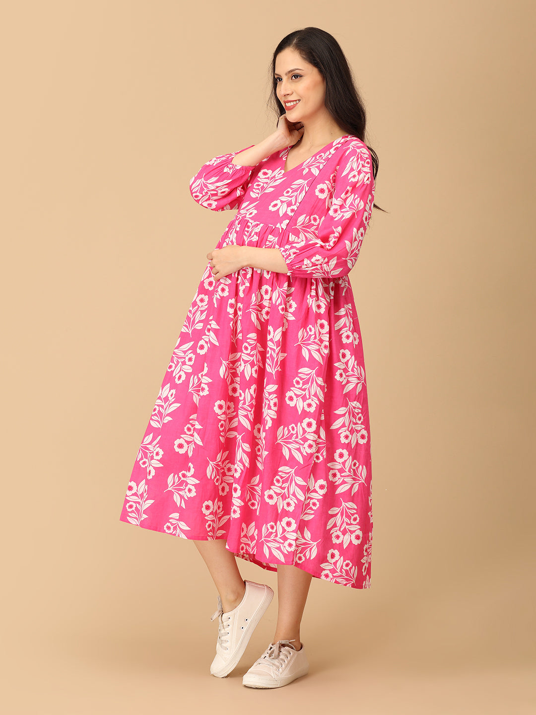 Pop Pink Parade Maternity and Nursing Dress