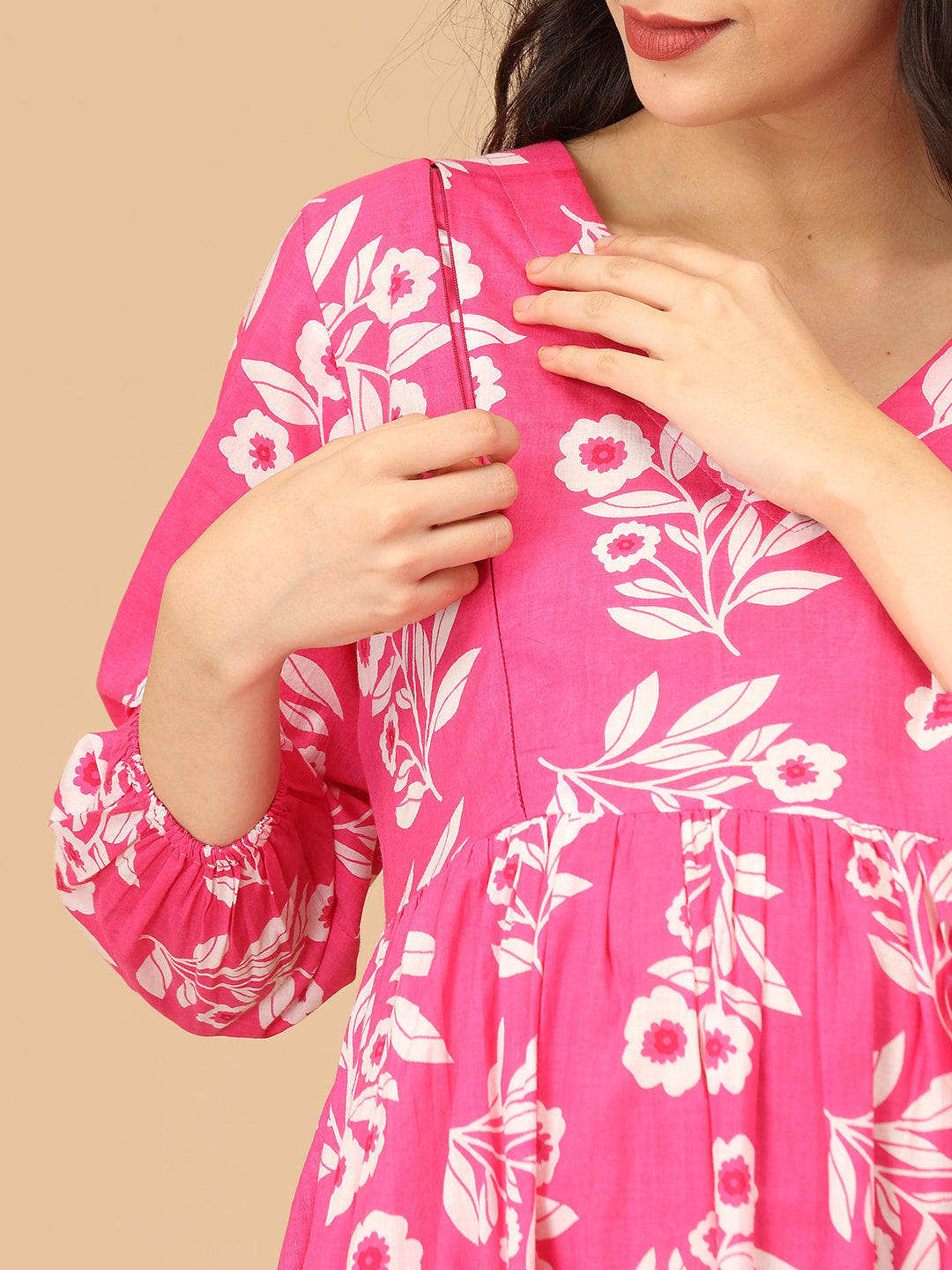 Pop Pink Parade Maternity and Nursing Dress