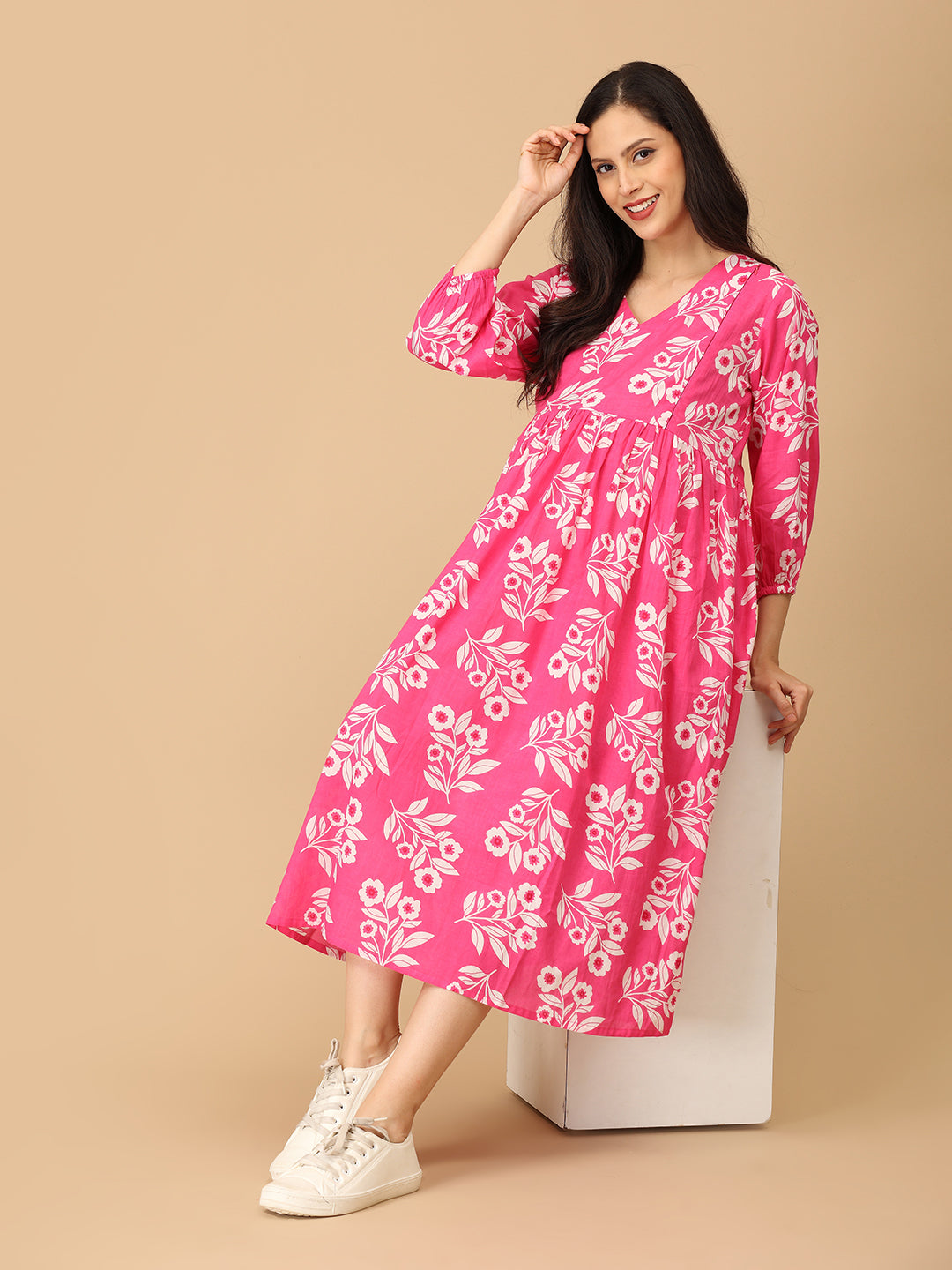 Pop Pink Parade Maternity and Nursing Dress