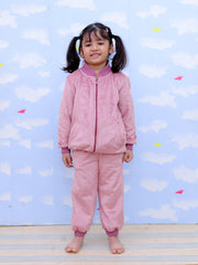 Puffin in Pink Kids Fleece Zipper Jacket & Sweatpants Combo