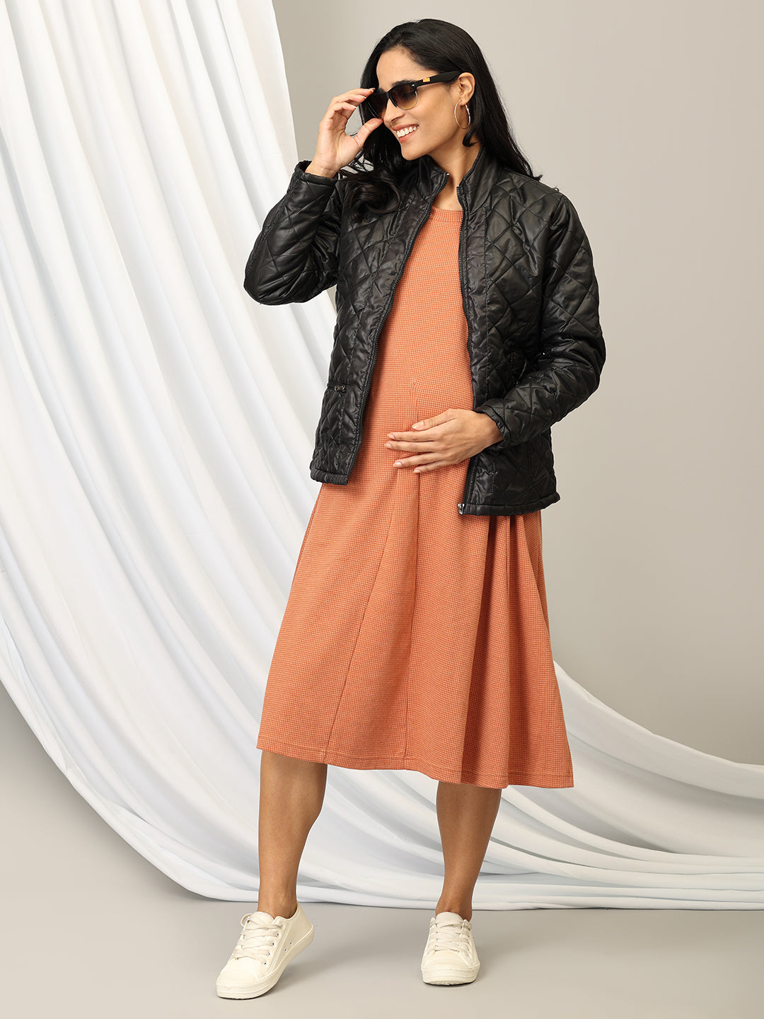 Pumpkin Spice Maternity and Nursing Sleeveless Winter Dress