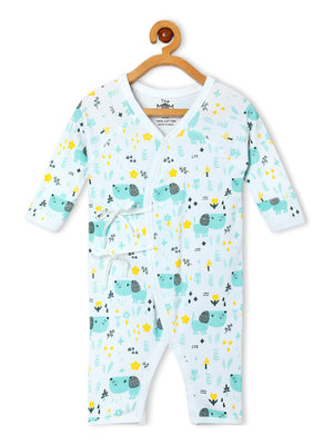 Picture of a hanging jabla style romper with puppy designs from the mom store