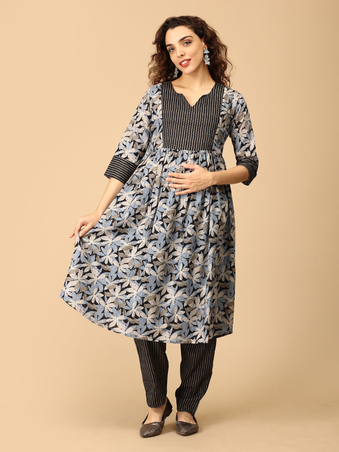 Raag Ranjani Maternity and Nursing Kurta Set With Dupatta