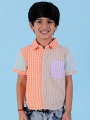 Rainbow Charm Checkered Boys Casual Shirt