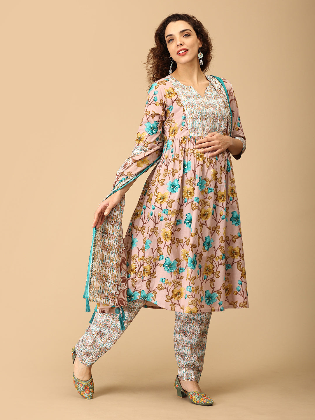 Rangila Ras Maternity and Nursing Kurta Set With Dupatta