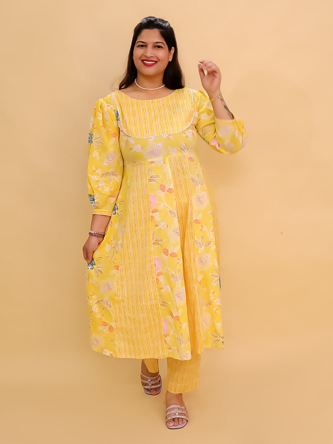 Twinning Combo-Ray of Style Women's Anarkali Set with Girls Anarkali Set & Boys Jacket Kurta Pajama