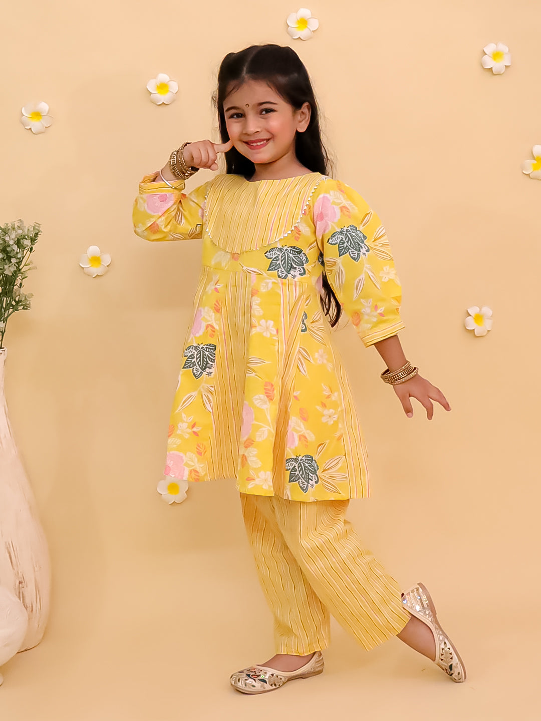 Twinning Combo-Ray of Style Women's Anarkali Set with Girls Anarkali Set & Boys Jacket Kurta Pajama
