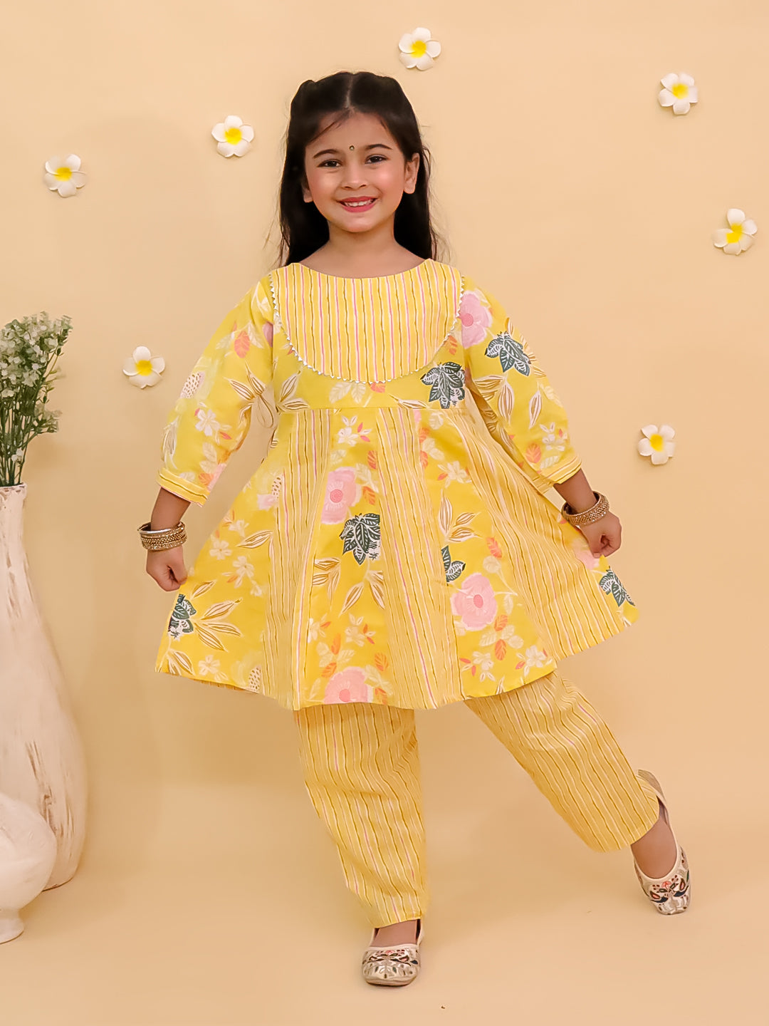 Twinning Combo-Ray of Style Women's Anarkali Set with Girls Anarkali Set & Boys Jacket Kurta Pajama