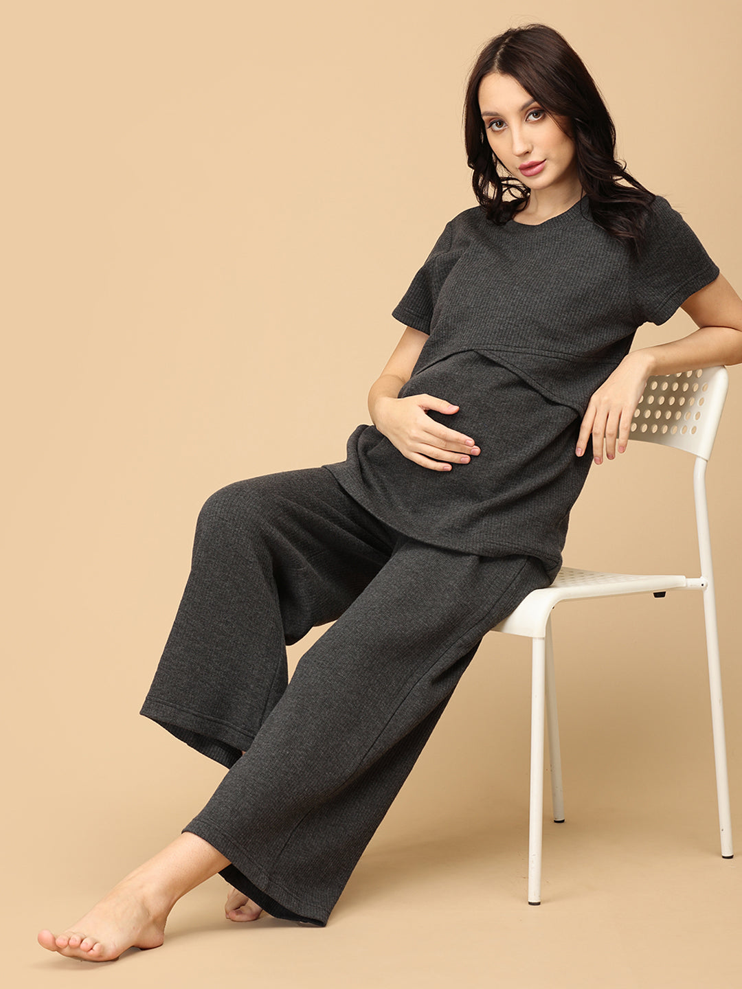 Ribbed & Rested Maternity and Nursing Nightwear Set