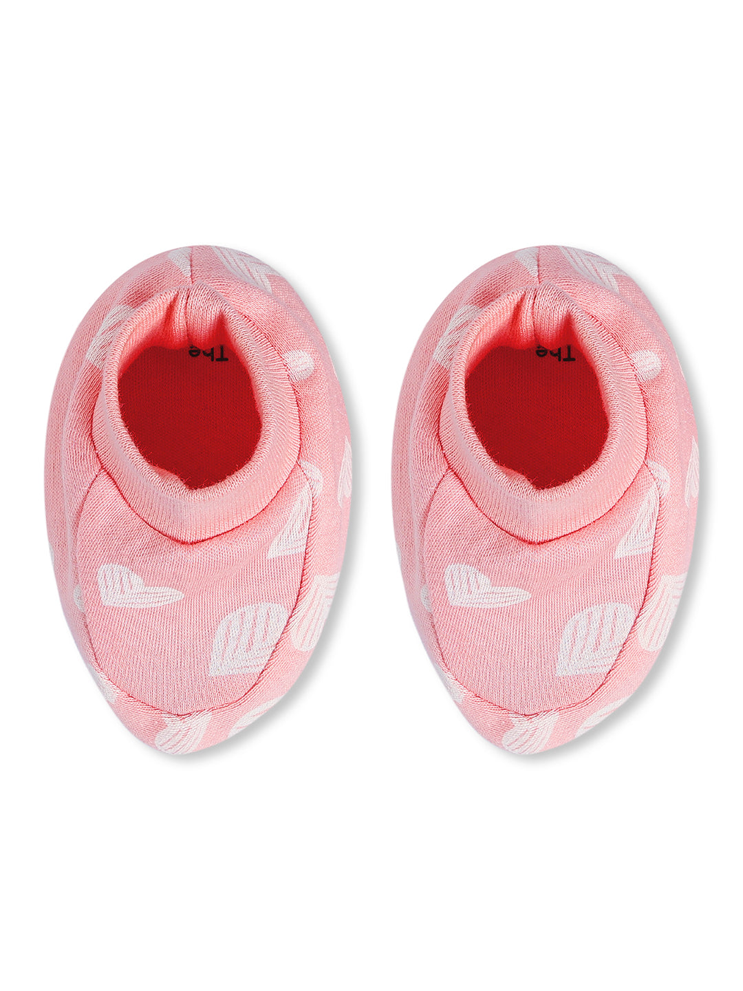 Rosy Hearts - Mittens, Booties and Cap set