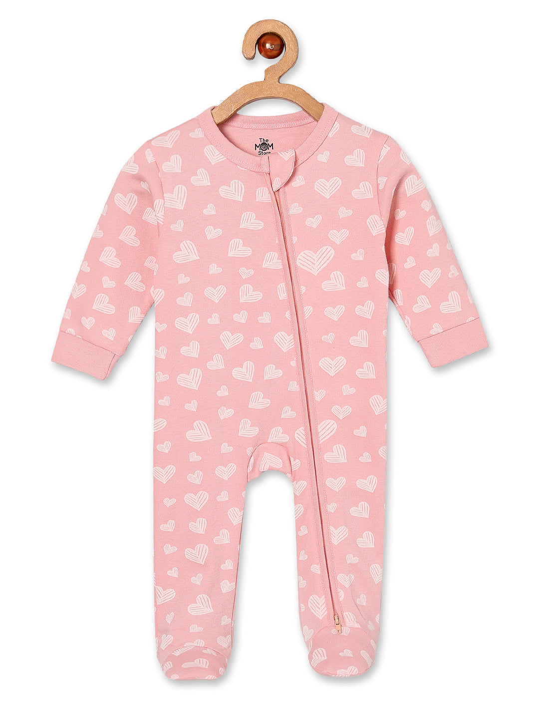 Rosy Hearts Infant Zipper Romper