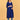 Three-quarter view of royal blue silk maternity kurta highlighting soft sheen fabric and relaxed silhouette.