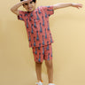 Rust Giraffe Printed Kids Casual Co Ord Set