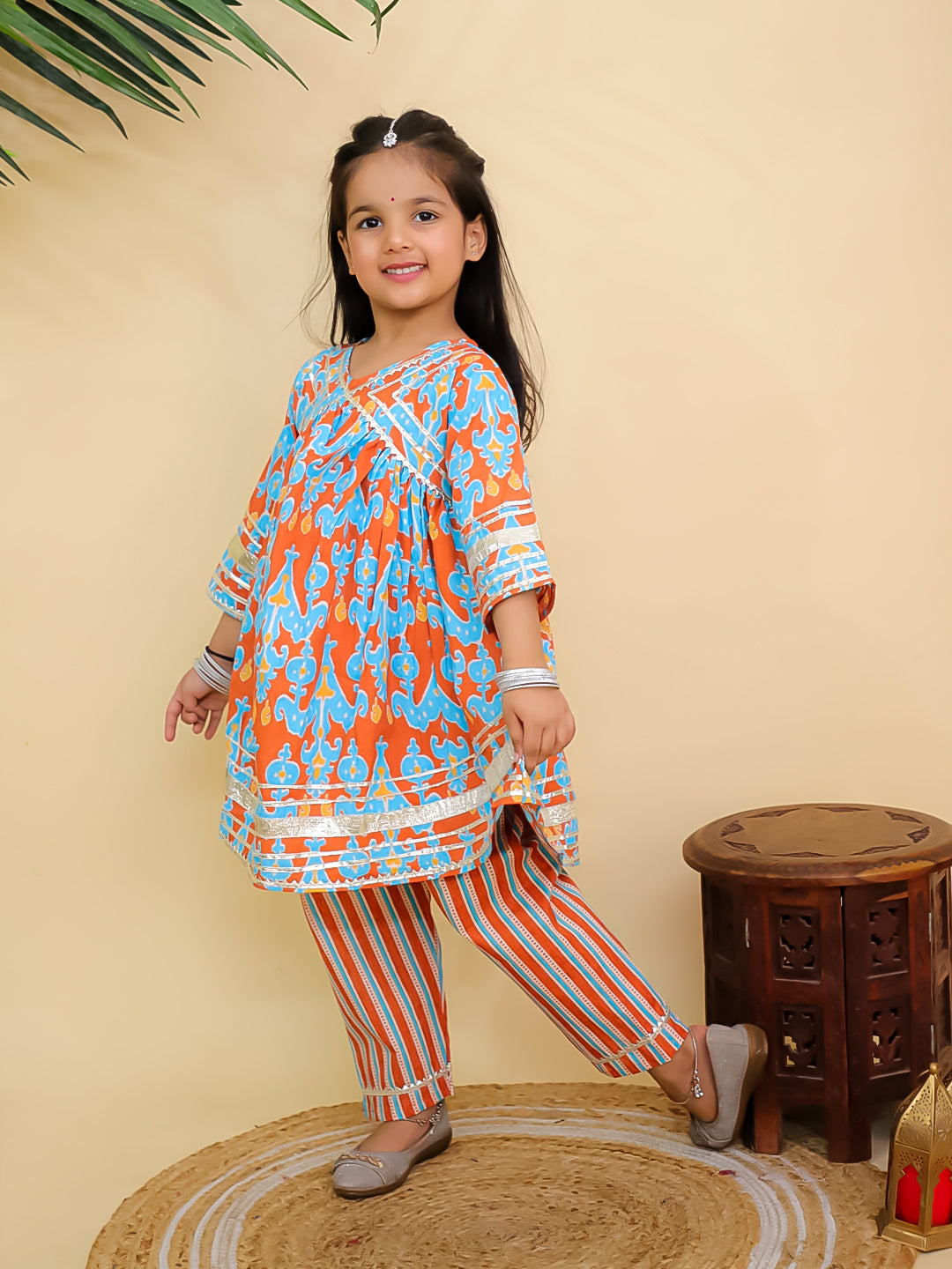 Rustic Roots Girls Anarkali Kurta Set