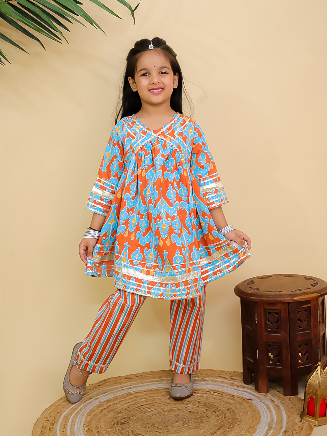 Rustic Roots Girls Anarkali Kurta Set
