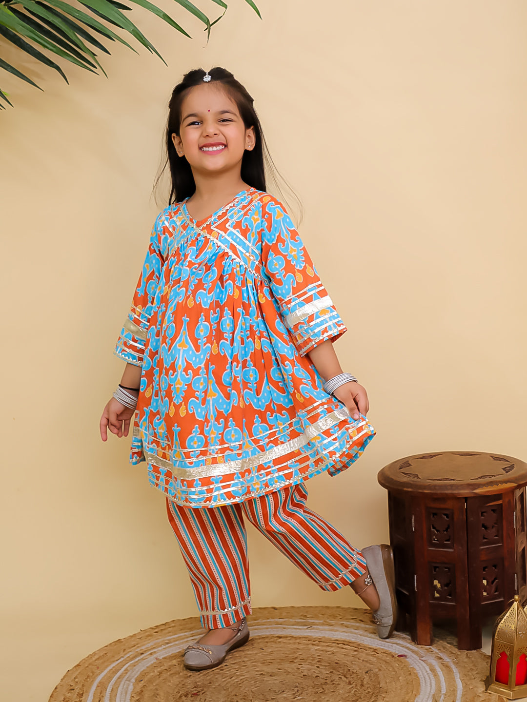 Rustic Roots Girls Anarkali Kurta Set