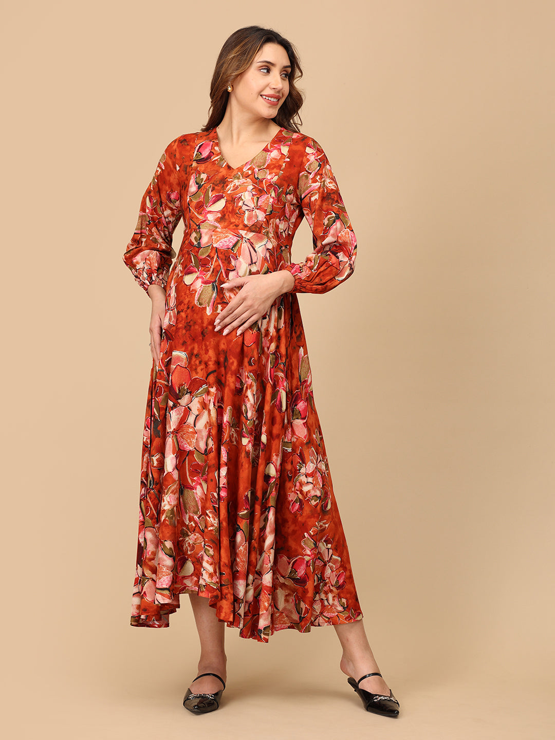 Rust in Show Maternity and Nursing Maxi Dress