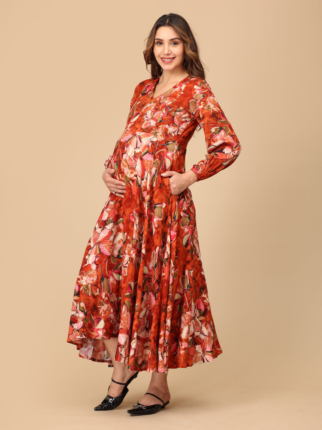 Rust in Show Maternity and Nursing Maxi Dress