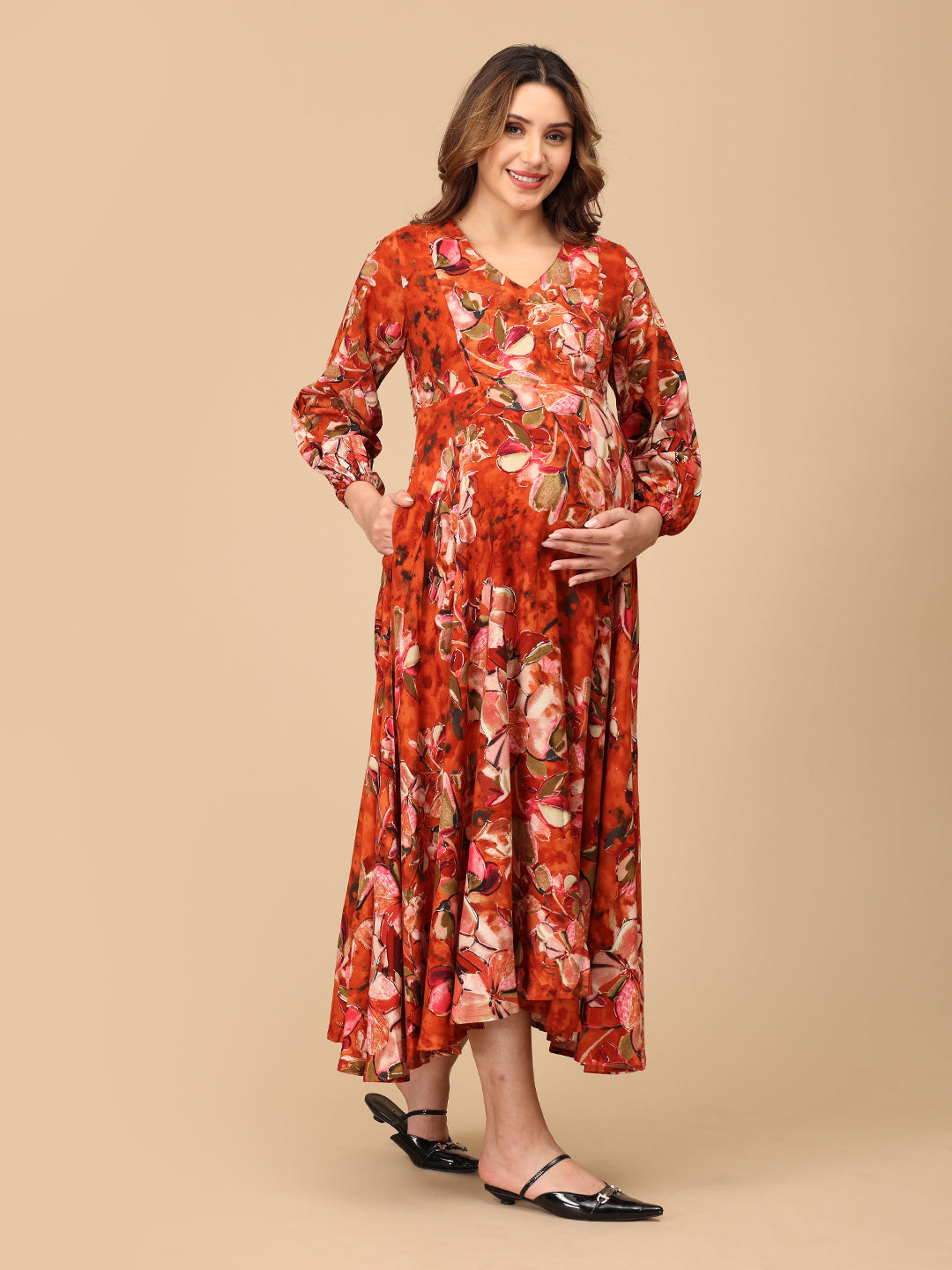 Rust in Show Maternity and Nursing Maxi Dress