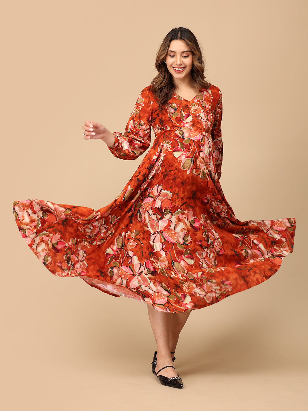 Rust in Show Maternity and Nursing Maxi Dress